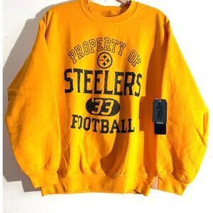 Junk Food Pittsburgh Steelers Crewneck Sweatshirt Yellow Retro Style NWT XS